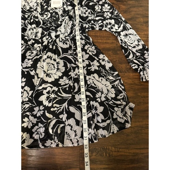 NWT Zara Floral Print Mini Dress with Ruffles in Black/White Monochrome Women S - Picture 4 of 11